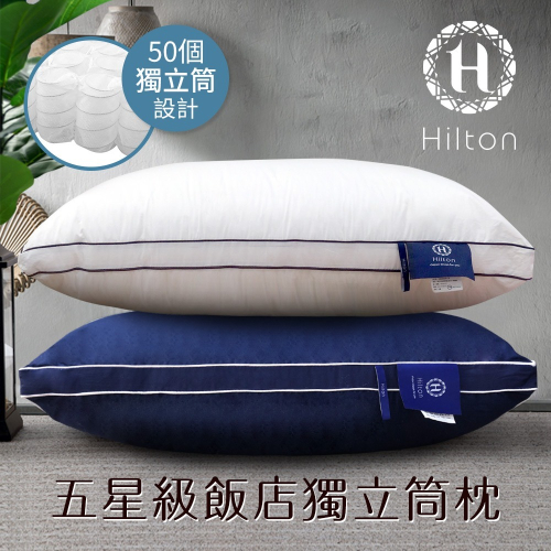 【Hilton 希爾頓】五星級純棉滾邊立體銀離子抑菌獨立筒枕/二色任選(枕頭/舒眠枕/透氣枕)(B0065)