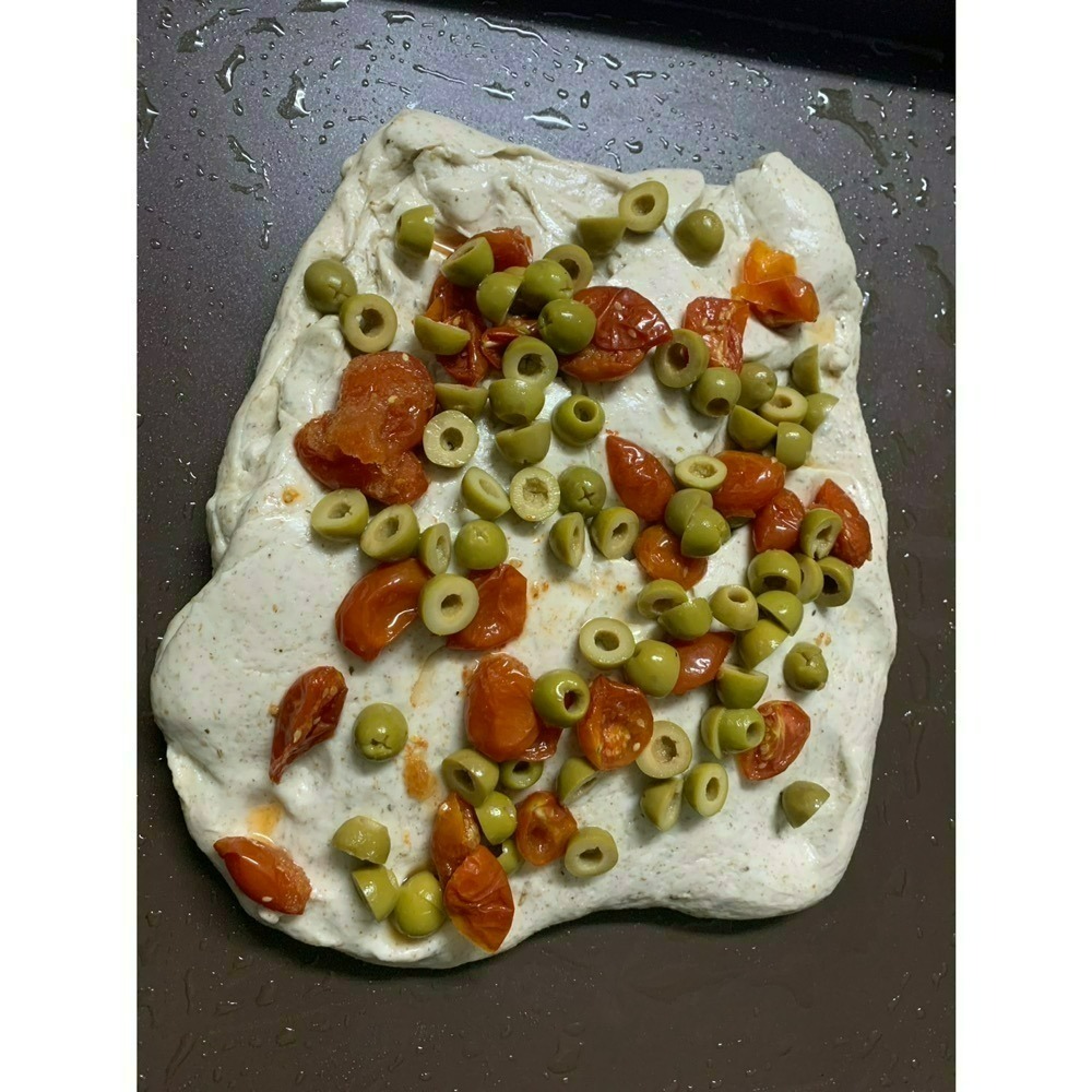 蕃茄綠橄欖裸麥酸種佛卡夏(低油無糖無蛋奶)全素-細節圖2