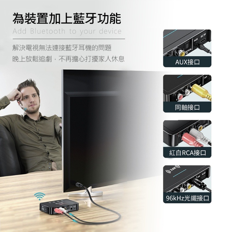 藍牙發射接收音源轉換器 藍芽接收器 藍芽發射器 FM音源轉換器 電視轉音響 耳機 手機音樂轉汽車 藍芽接收器/發射器-細節圖7