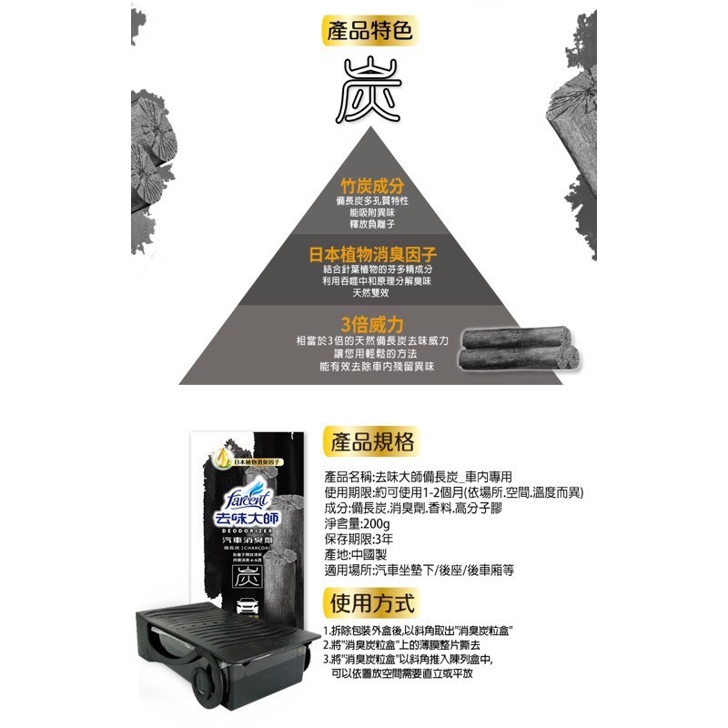 【Max魔力生活家】 快速出貨 花仙子 去味大師 汽車消臭劑 備長炭 銀離子 有效去除煙味 去霉味 煙味退散 (超低價)-細節圖5
