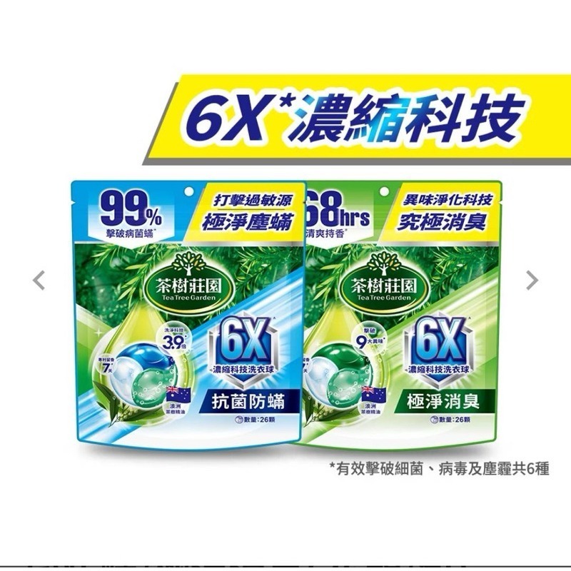 【Max魔力生活家】新品上市~茶樹莊園 6X 濃縮科技洗衣球 抗菌防螨 極淨消臭一包26顆(特價中~可超取)-細節圖3