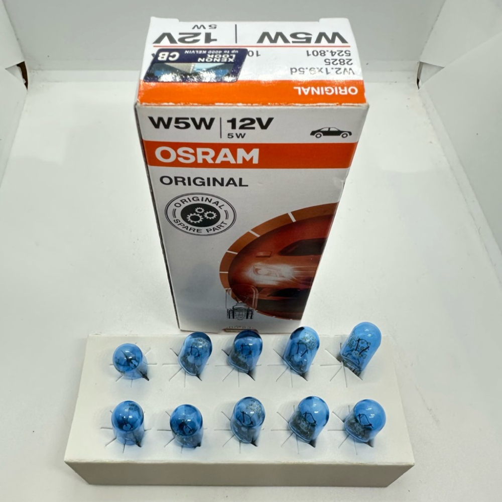 【Max魔力生活家】 OSRAM 歐司朗 T10 藍鑽 燈泡 小燈 T10鹵素燈泡白光 12V 5W 義大利製-細節圖3