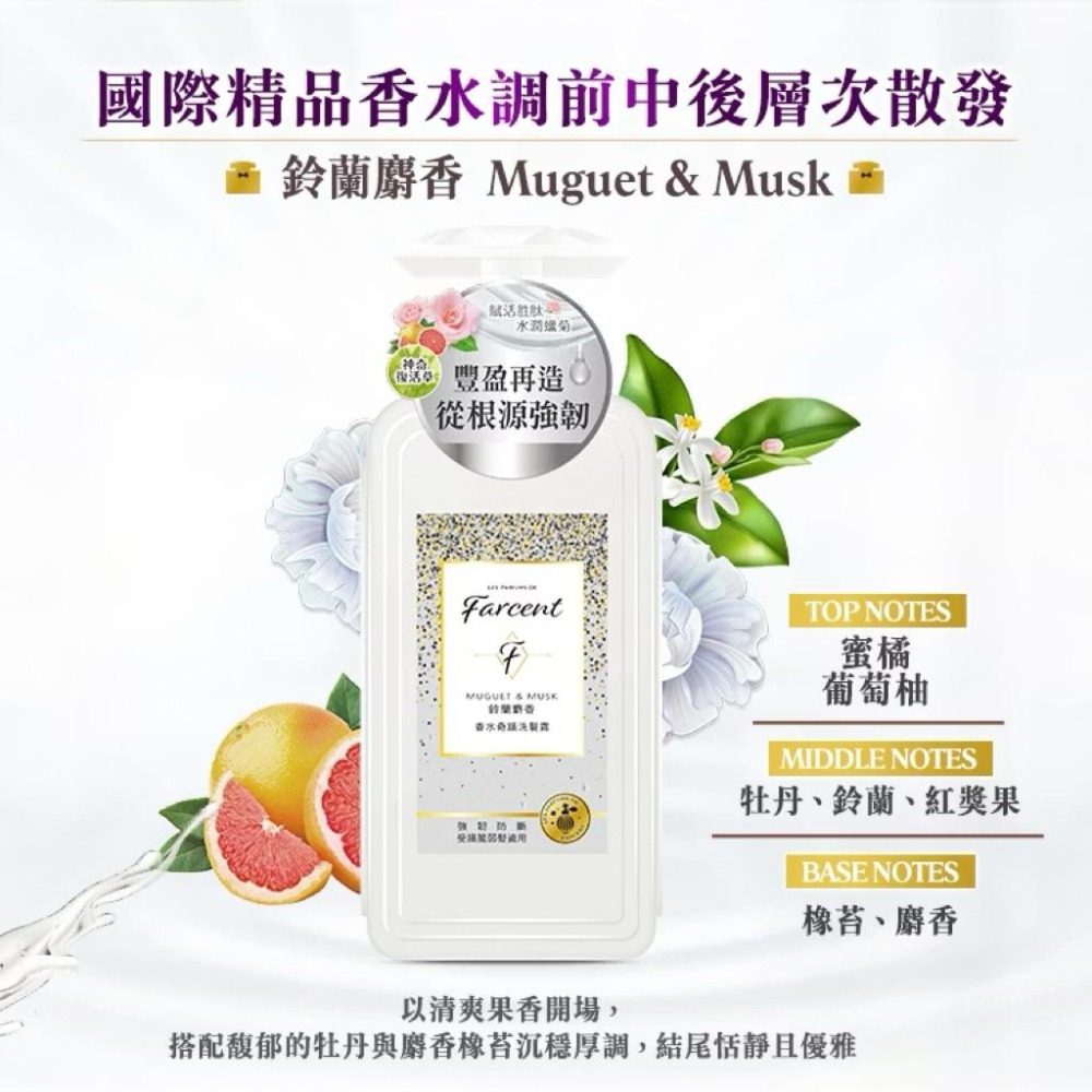 【Max魔力生活家】隔日到貨 Farcent 花仙子 香水奇蹟 護髮素 洗髮露 護髮乳 水感修護 蓬鬆柔順 同名花語-細節圖4