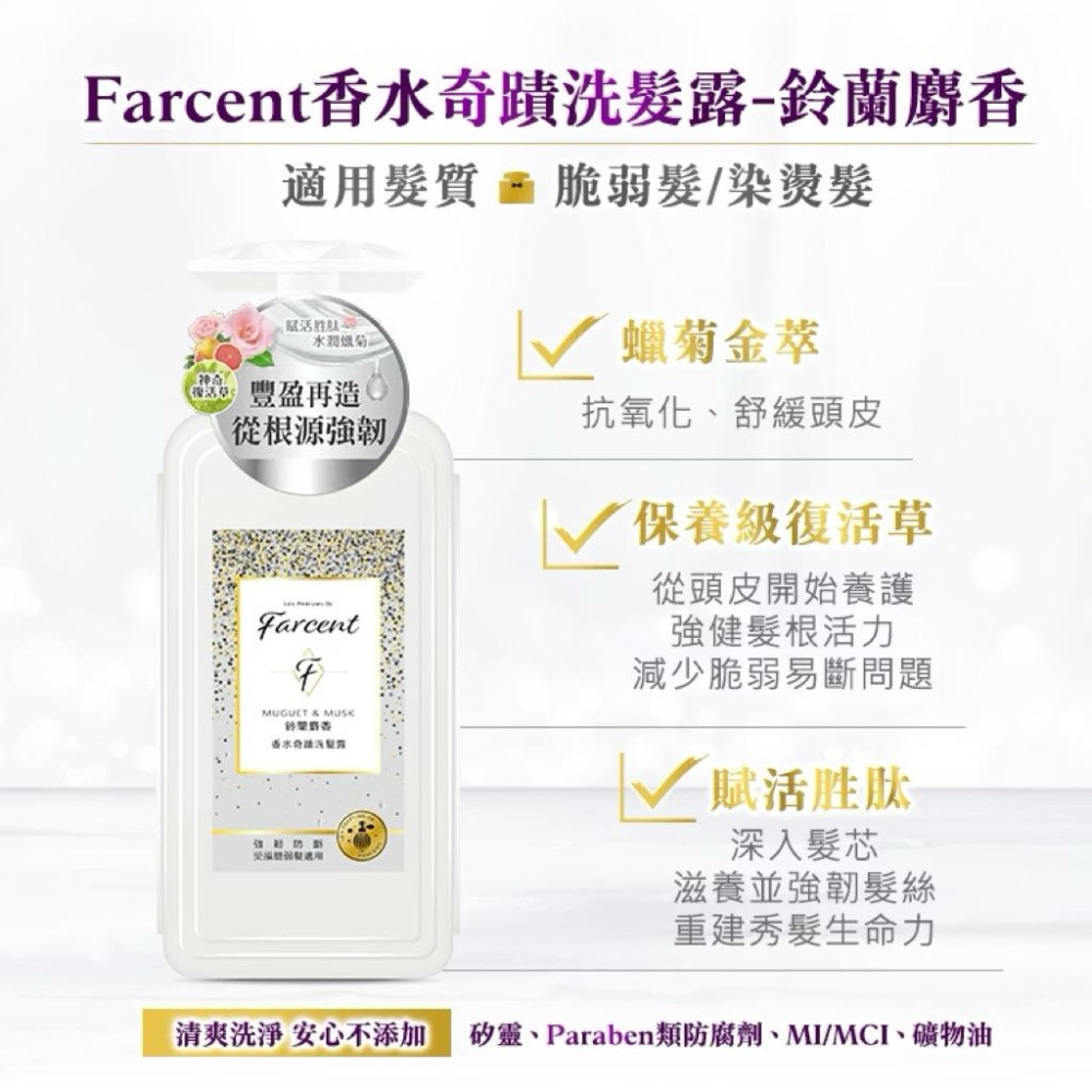 【Max魔力生活家】隔日到貨 Farcent 花仙子 香水奇蹟 護髮素 洗髮露 護髮乳 水感修護 蓬鬆柔順 同名花語-細節圖5