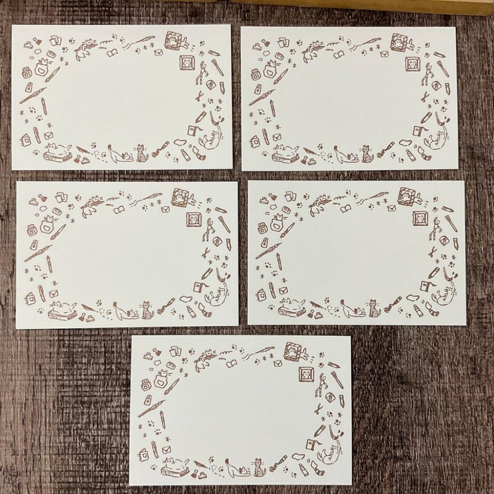 日本 大枝活版室 & U-Arts | 貓咪活版印刷卡 | 藍色 古銅色一組4張-細節圖2