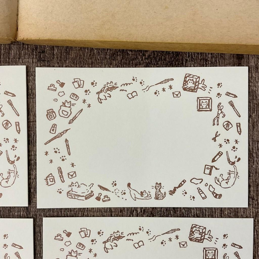 日本 大枝活版室 & U-Arts | 貓咪活版印刷卡 | 藍色 古銅色一組4張-細節圖3