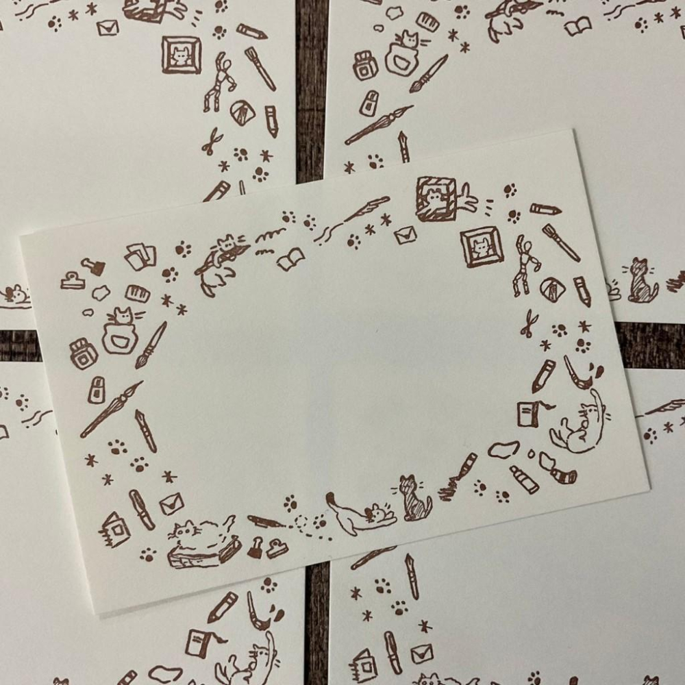 日本 大枝活版室 & U-Arts | 貓咪活版印刷卡 | 藍色 古銅色一組4張-細節圖4