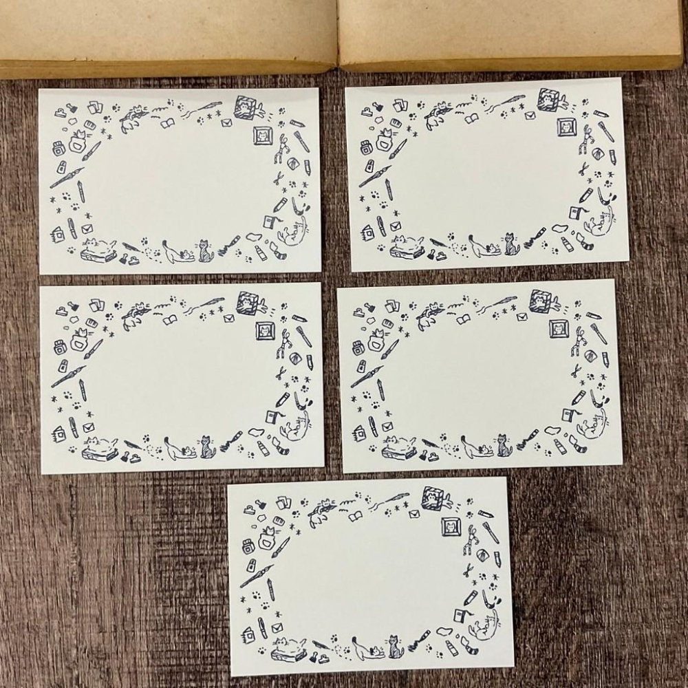 日本 大枝活版室 & U-Arts | 貓咪活版印刷卡 | 藍色 古銅色一組4張-細節圖5