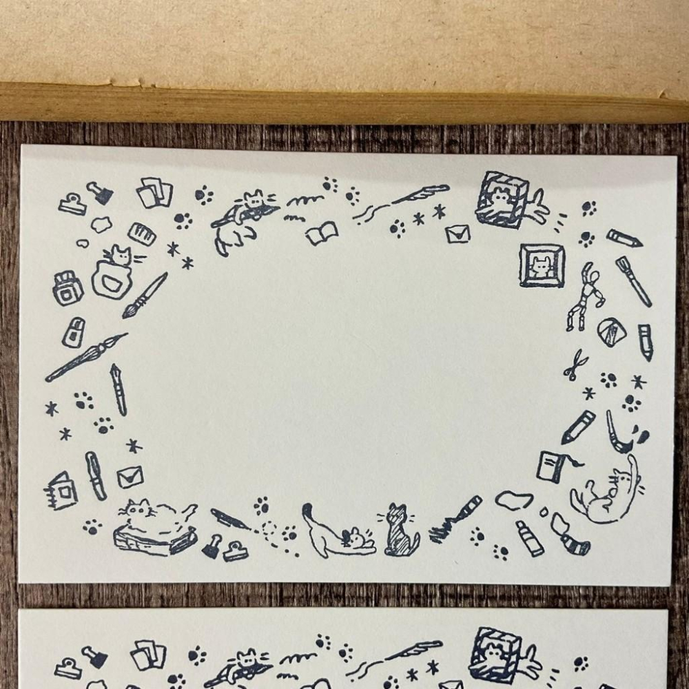 日本 大枝活版室 & U-Arts | 貓咪活版印刷卡 | 藍色 古銅色一組4張-細節圖6