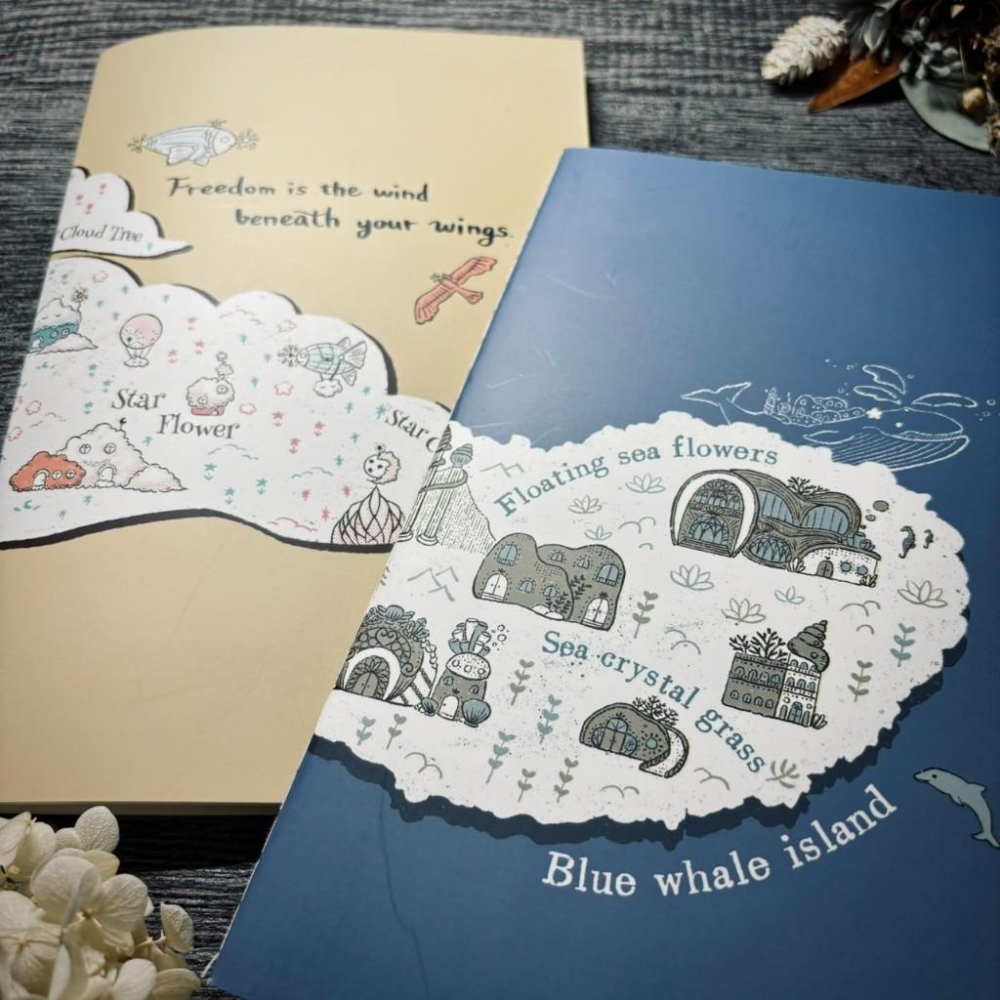 [好築藝創作]A5筆記本//藍鯨之島.雲朵王國-細節圖5