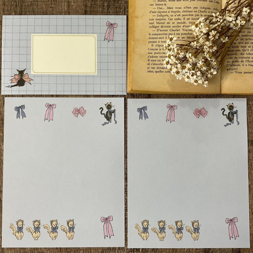 日本 Active Corporation｜緞帶貓咪 音樂貓咪 女孩貓咪｜信封信紙-細節圖2