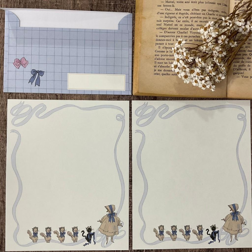 日本 Active Corporation｜緞帶貓咪 音樂貓咪 女孩貓咪｜信封信紙-細節圖3