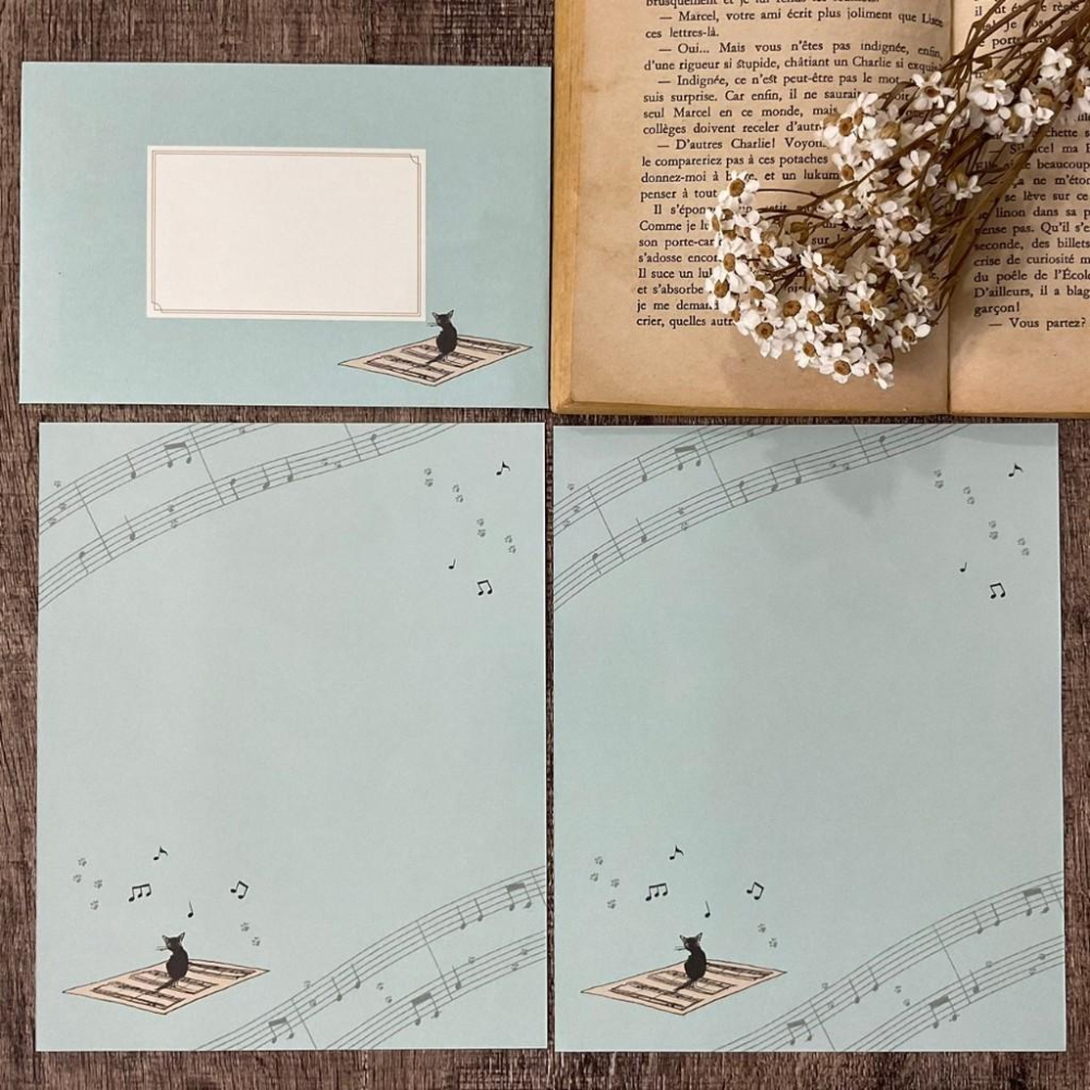 日本 Active Corporation｜緞帶貓咪 音樂貓咪 女孩貓咪｜信封信紙-細節圖4