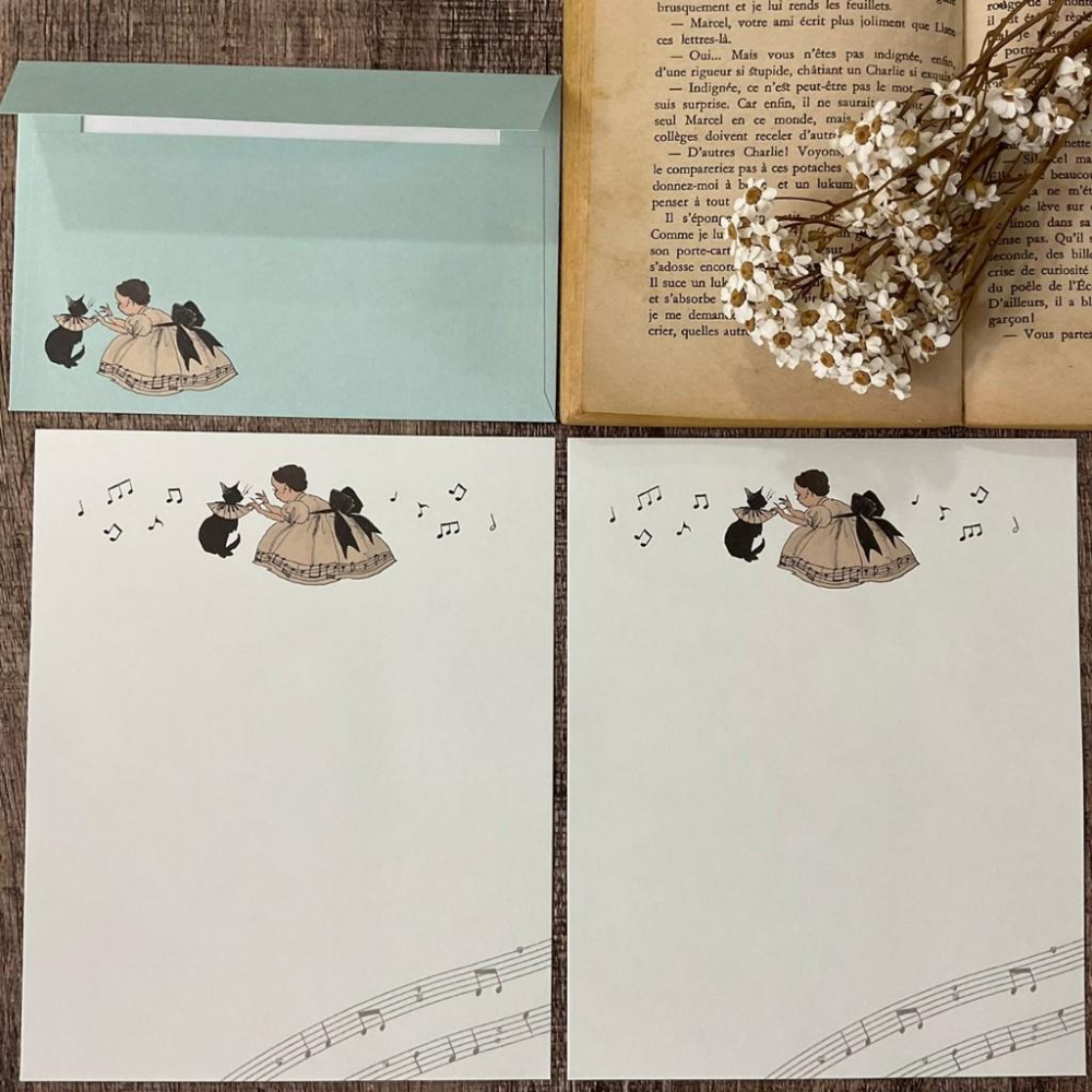 日本 Active Corporation｜緞帶貓咪 音樂貓咪 女孩貓咪｜信封信紙-細節圖5