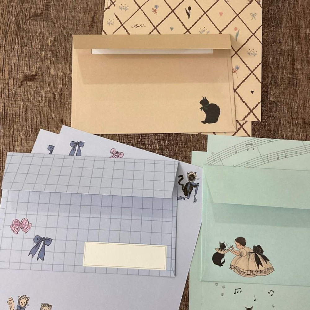 日本 Active Corporation｜緞帶貓咪 音樂貓咪 女孩貓咪｜信封信紙-細節圖8