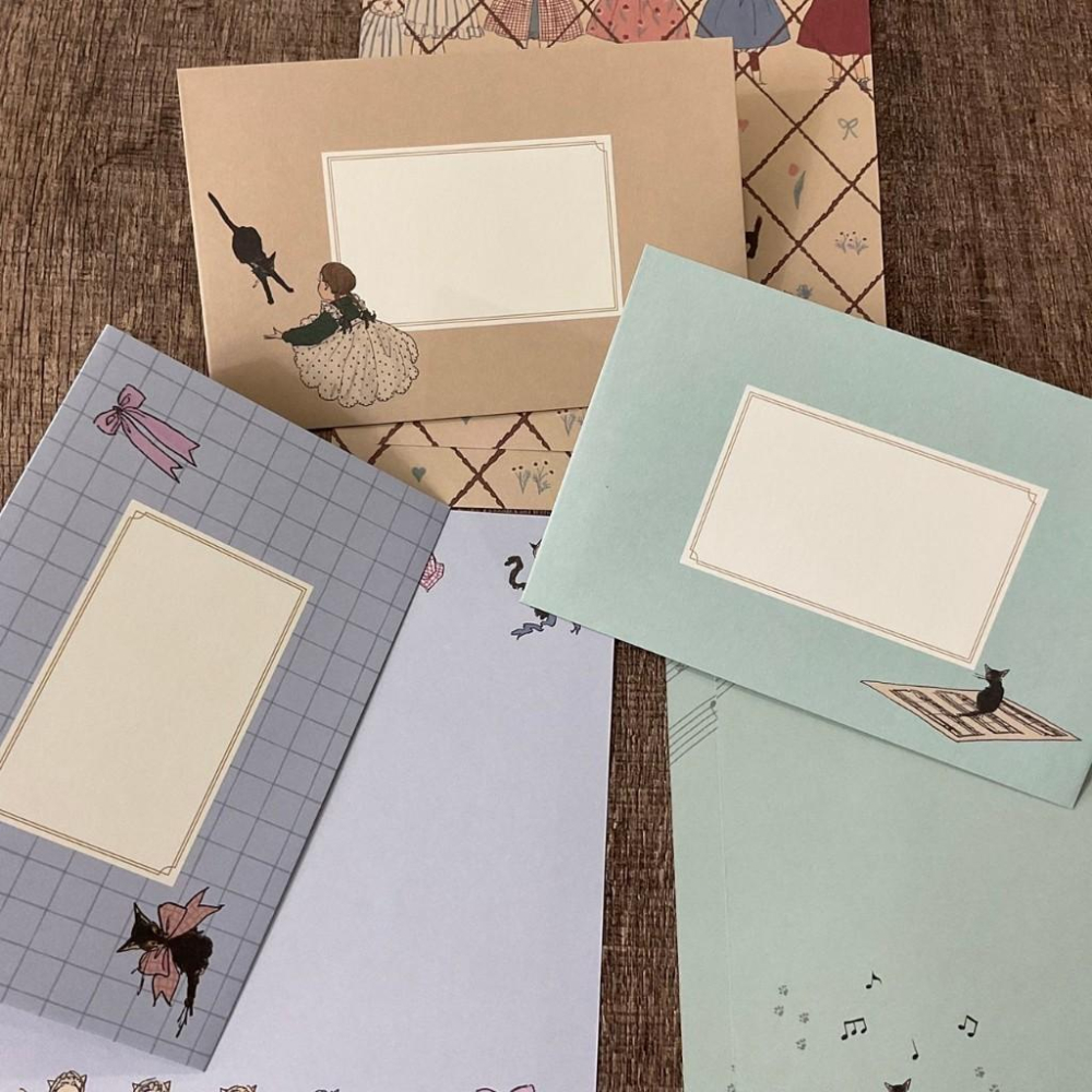 日本 Active Corporation｜緞帶貓咪 音樂貓咪 女孩貓咪｜信封信紙-細節圖9