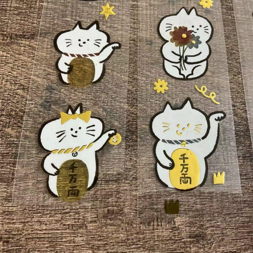 Maneki 實樂設計｜Neko招財招福｜燙金亮面PET 分裝紙膠帶-細節圖3