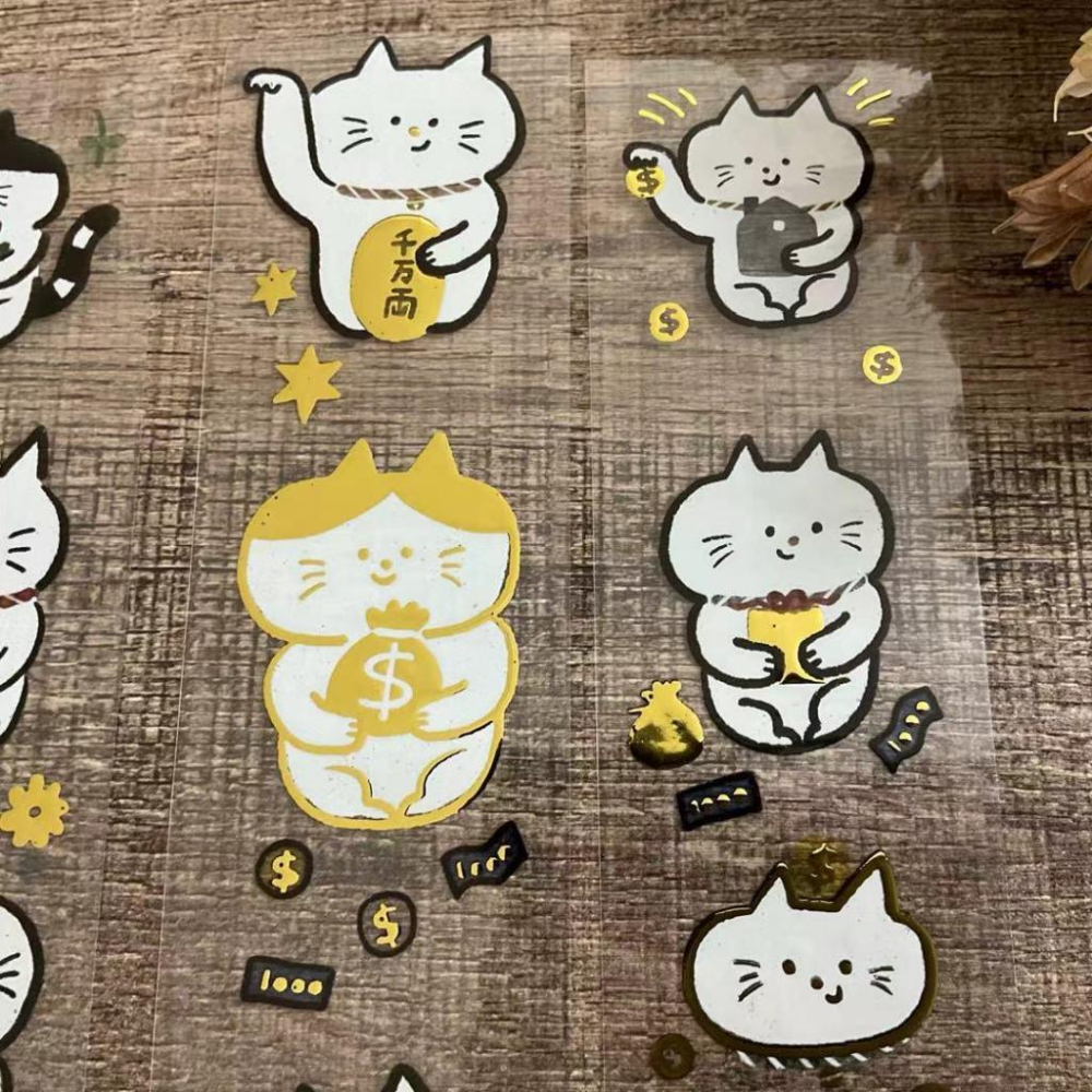 Maneki 實樂設計｜Neko招財招福｜燙金亮面PET 分裝紙膠帶-細節圖4