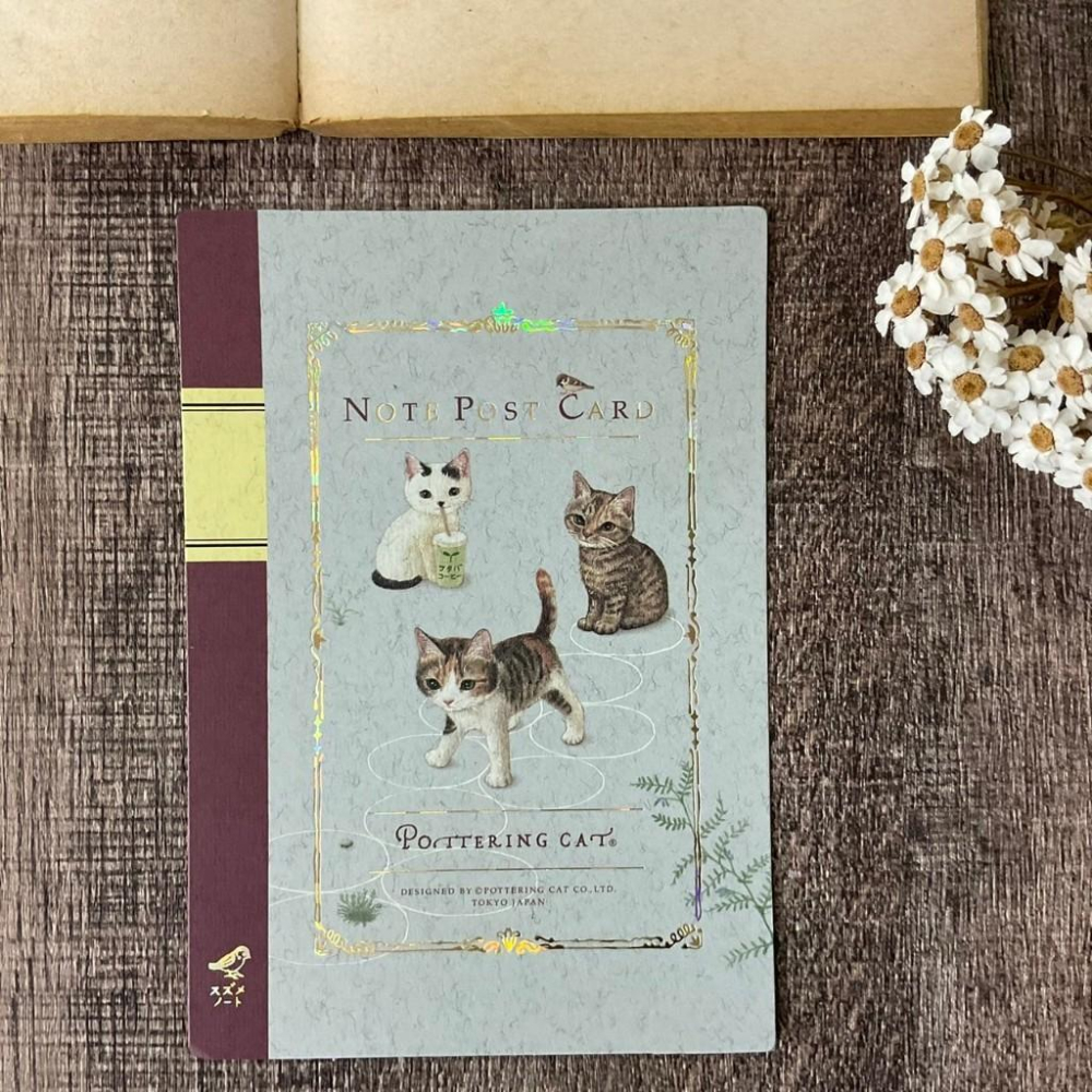 日本 Pottering Cat 燙金明信片| 貓咪解謎  貓咪跳箱 貓咪跳格子 | 3款明信片-細節圖6