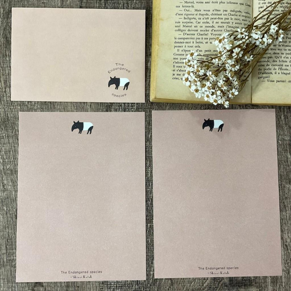 日本 加藤真治｜瀕臨絕種 /馬來貘 水瀨｜信封信紙-細節圖2