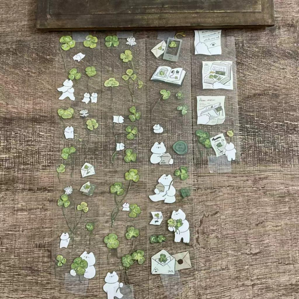 Mewmewbeam |幸運草貓貓｜亮面PET 分裝紙膠帶-細節圖2