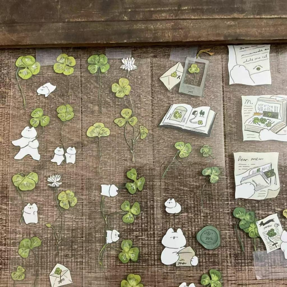 Mewmewbeam |幸運草貓貓｜亮面PET 分裝紙膠帶-細節圖3
