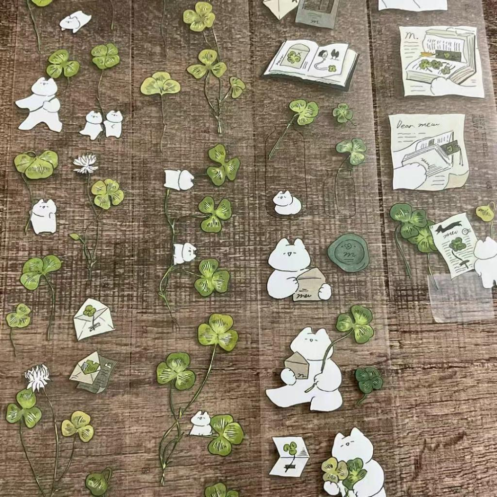 Mewmewbeam |幸運草貓貓｜亮面PET 分裝紙膠帶-細節圖4