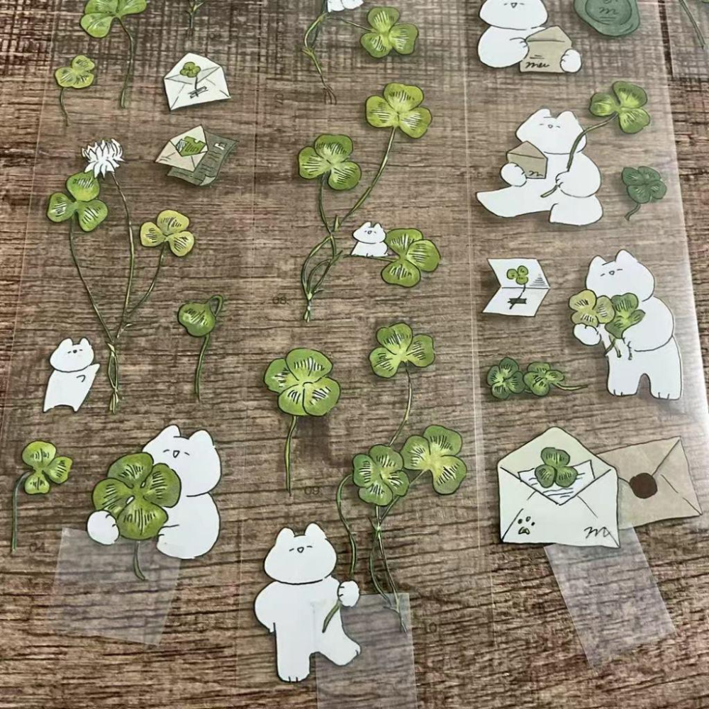 Mewmewbeam |幸運草貓貓｜亮面PET 分裝紙膠帶-細節圖5