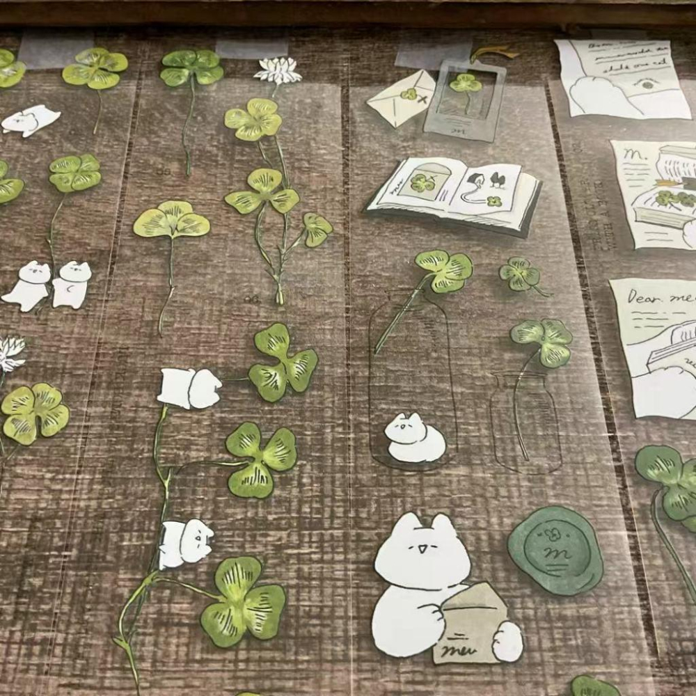Mewmewbeam |幸運草貓貓｜亮面PET 分裝紙膠帶-細節圖6
