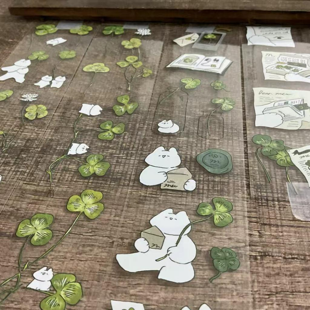 Mewmewbeam |幸運草貓貓｜亮面PET 分裝紙膠帶-細節圖7