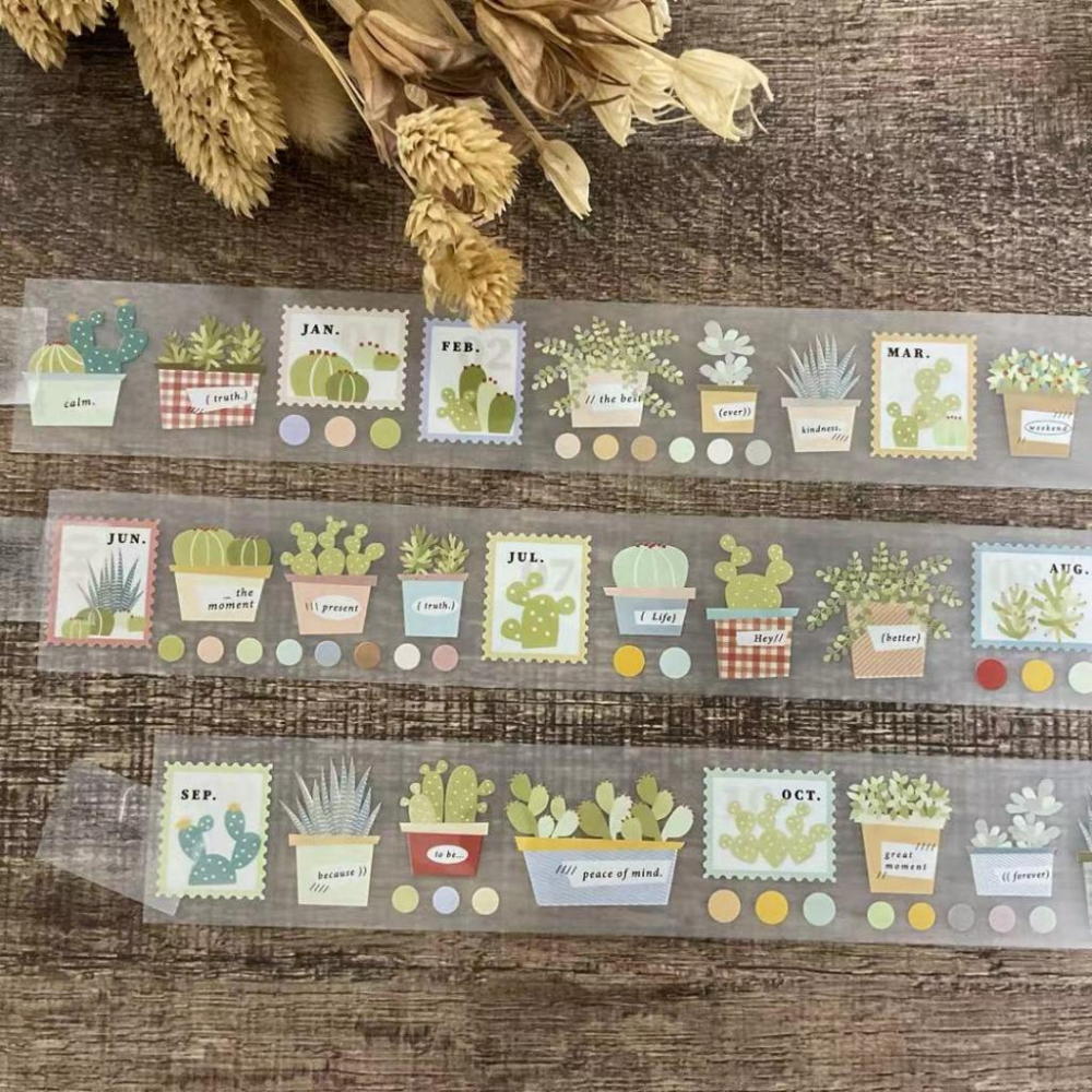 南國的孩子｜P01.Green finger綠手指多肉/ P02.Plaid pattern格紋派特｜分裝紙膠帶-細節圖3