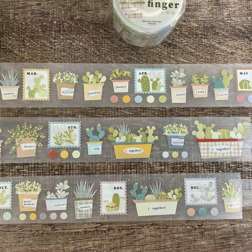 南國的孩子｜P01.Green finger綠手指多肉/ P02.Plaid pattern格紋派特｜分裝紙膠帶-細節圖4