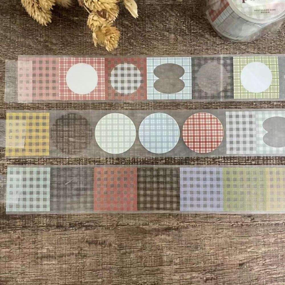 南國的孩子｜P01.Green finger綠手指多肉/ P02.Plaid pattern格紋派特｜分裝紙膠帶-細節圖6