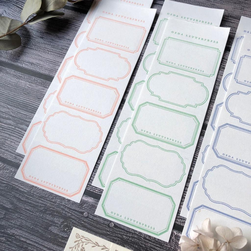 日本 OEDA 大枝活版室｜活版便箋 分裝｜5frame label book 框框+花邊小卡-細節圖2