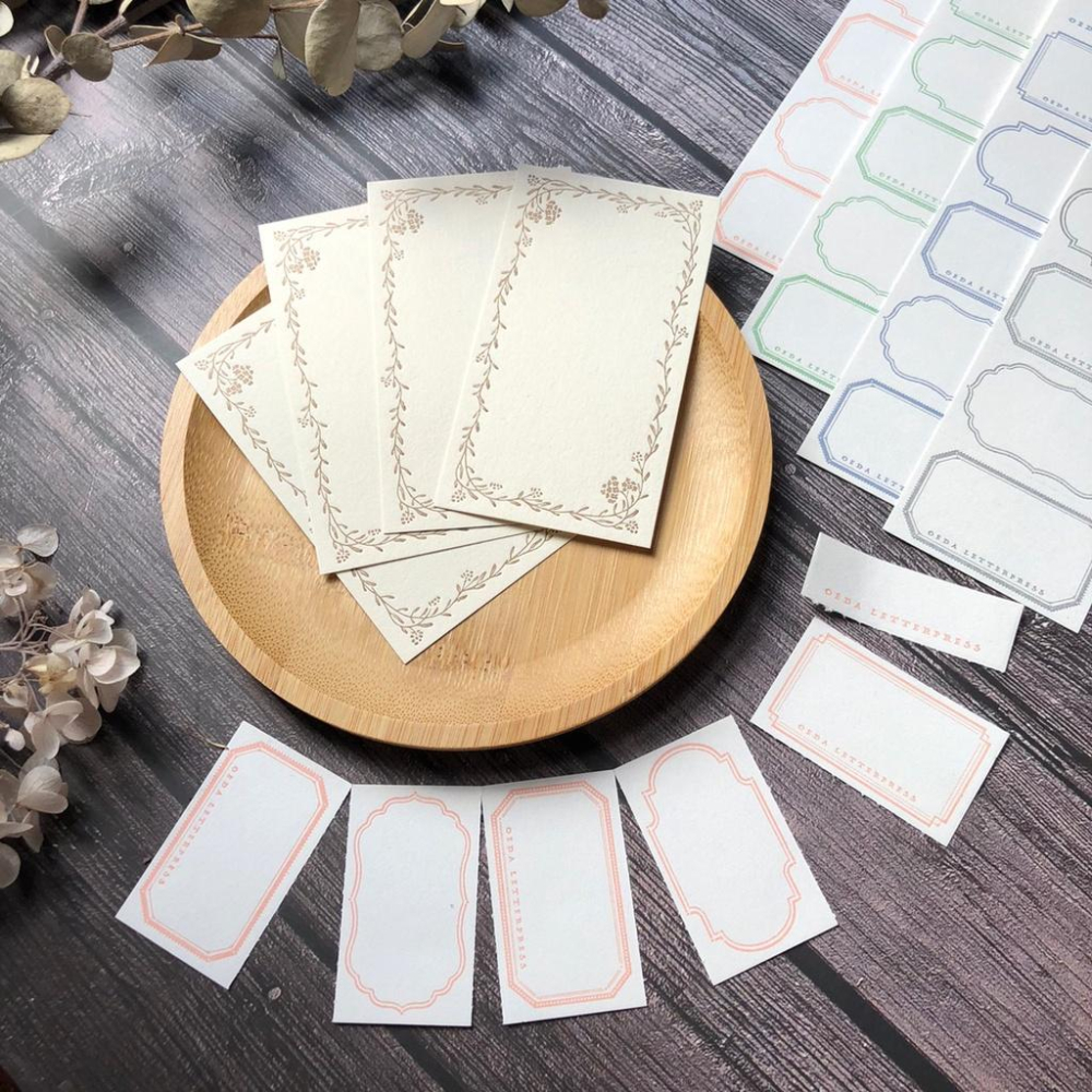 日本 OEDA 大枝活版室｜活版便箋 分裝｜5frame label book 框框+花邊小卡-細節圖4