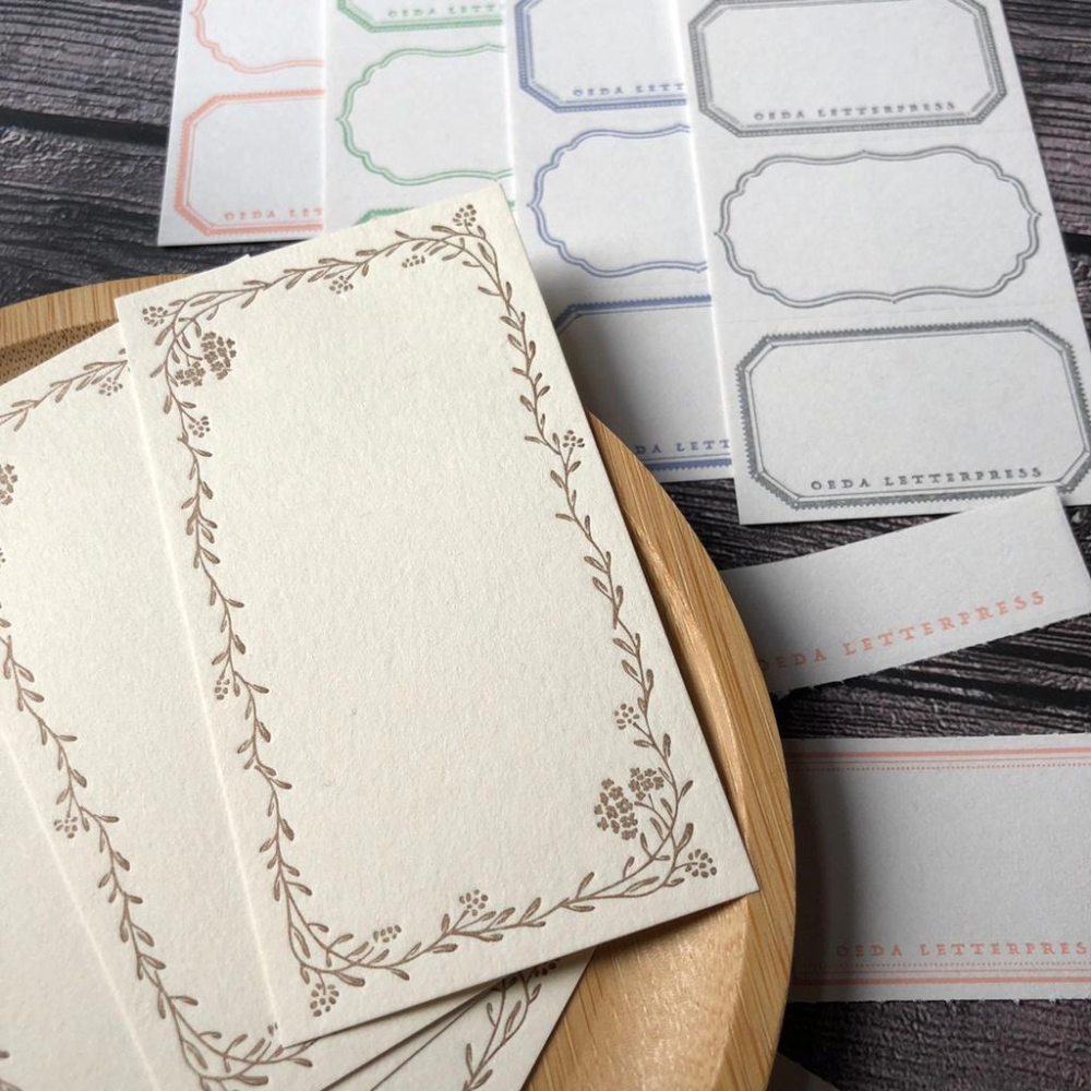 日本 OEDA 大枝活版室｜活版便箋 分裝｜5frame label book 框框+花邊小卡-細節圖5