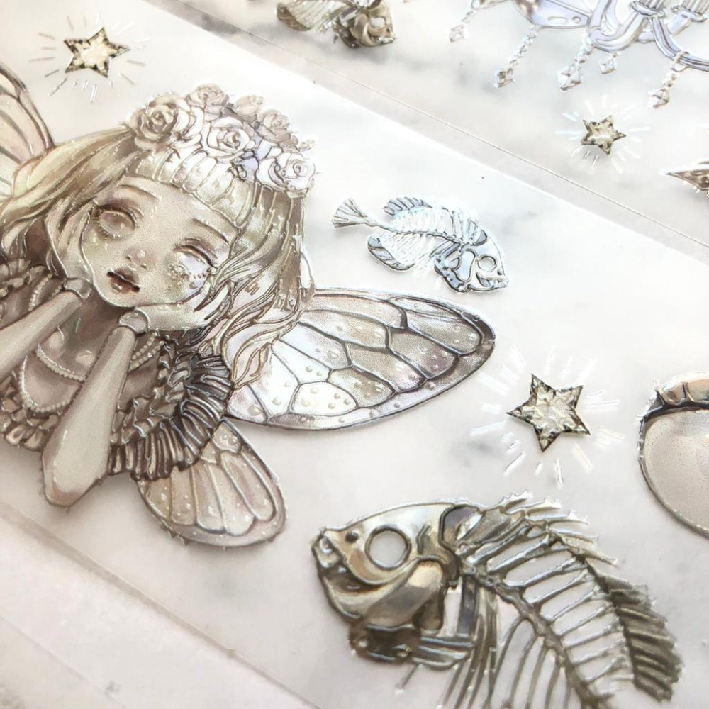 Zihling 子玲｜少女的白色宇宙｜霧面PET 循環90cm 分裝紙膠帶-細節圖6
