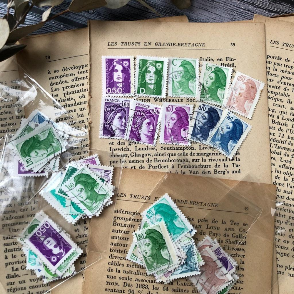 [好築藝] 法國女神 郵票 素材包 一組10張｜手帳拼貼 復古素材-細節圖2