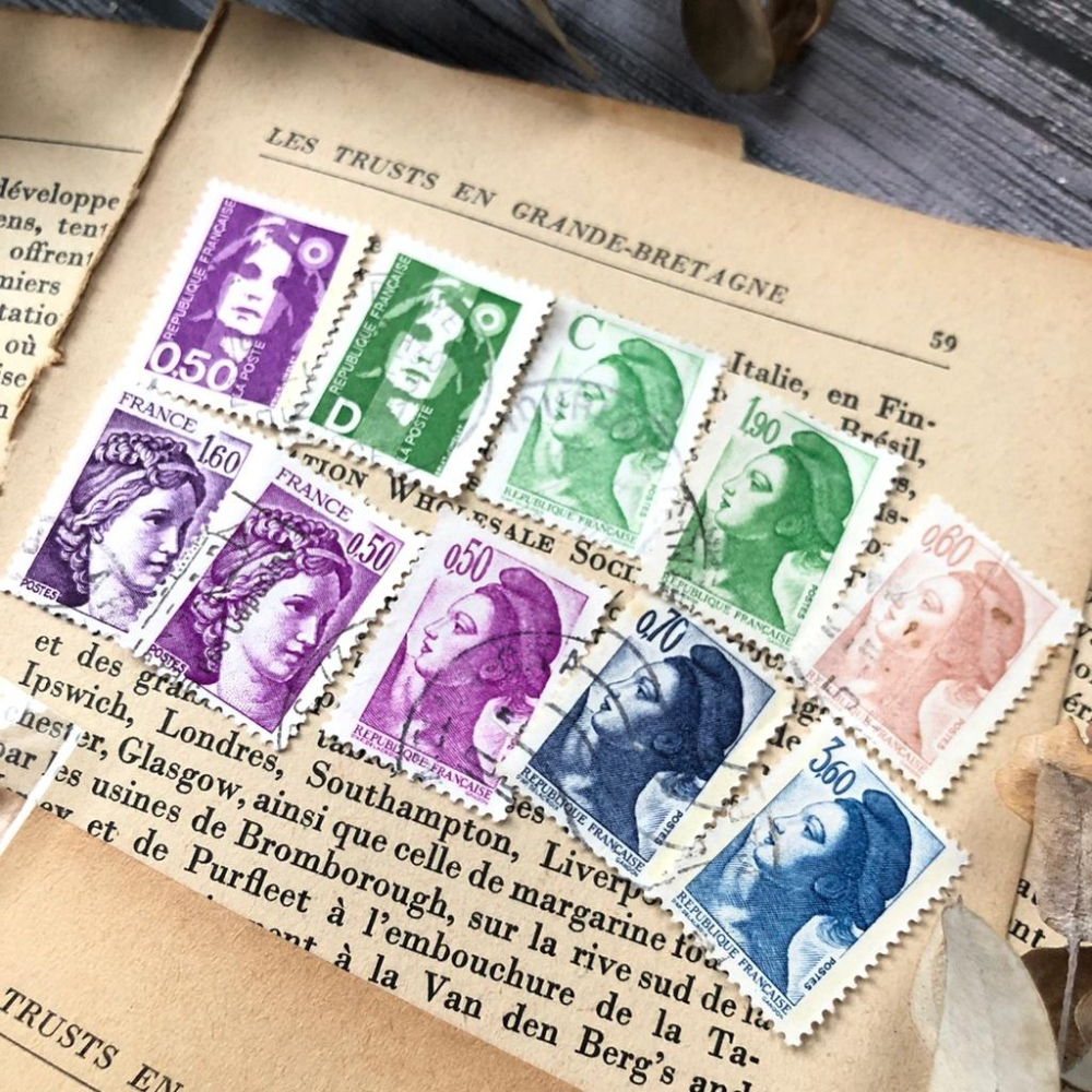 [好築藝] 法國女神 郵票 素材包 一組10張｜手帳拼貼 復古素材-細節圖3