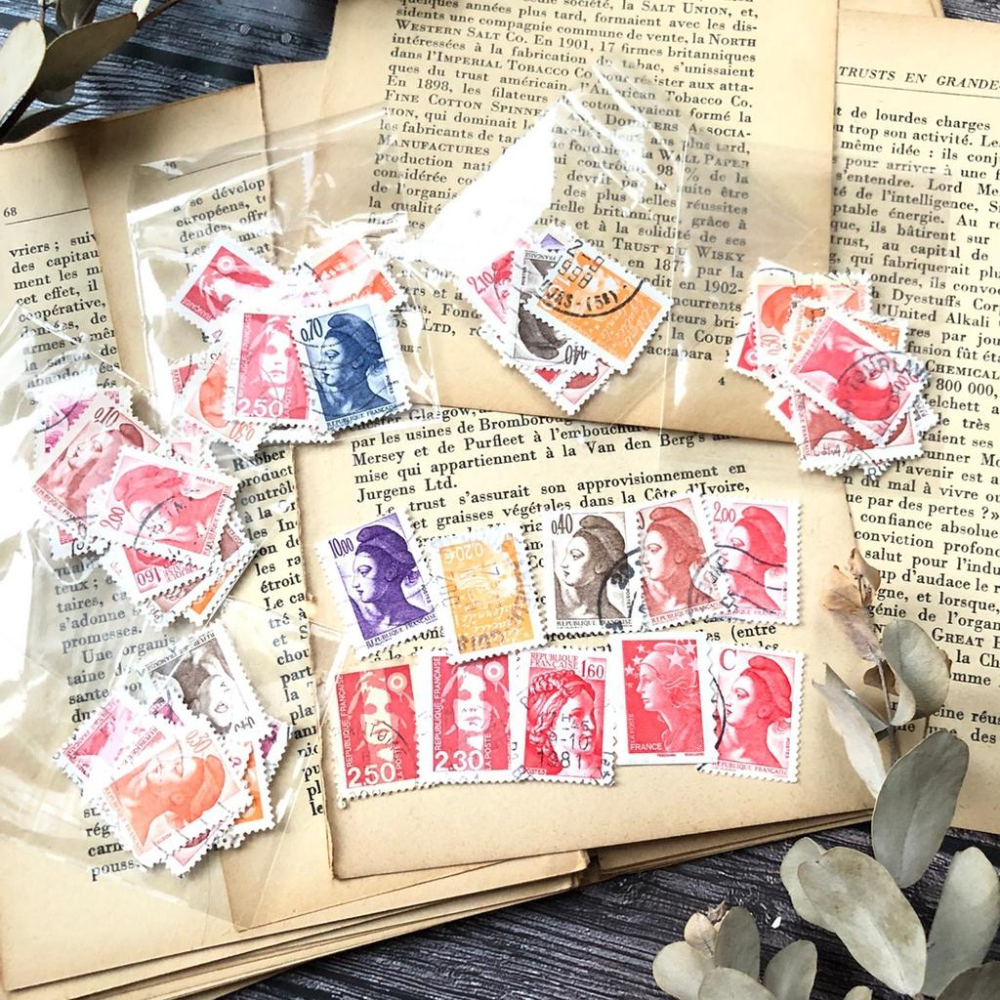 [好築藝] 法國女神 郵票 素材包 一組10張｜手帳拼貼 復古素材-細節圖5