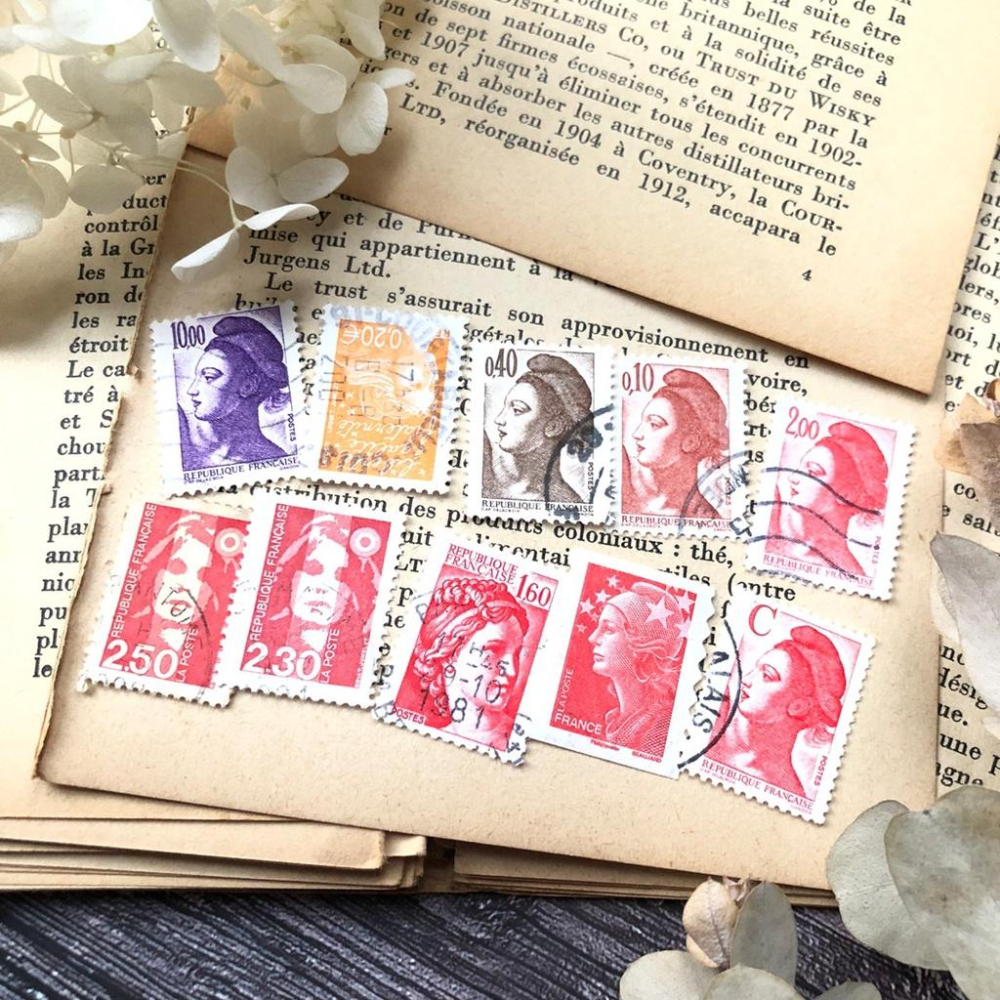 [好築藝] 法國女神 郵票 素材包 一組10張｜手帳拼貼 復古素材-細節圖6