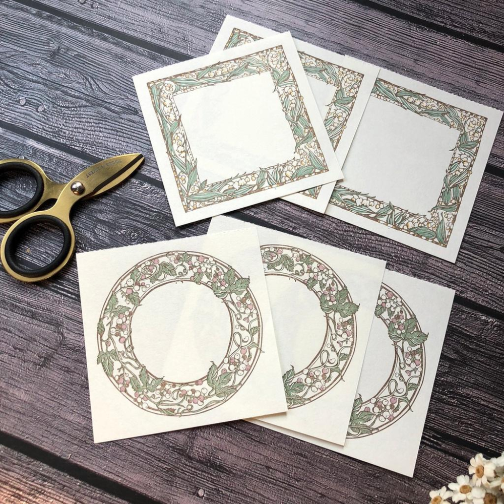 Ours森林好朋友｜便箋分裝 三色 活版印刷 葡萄圓框+鈴蘭方框-細節圖4