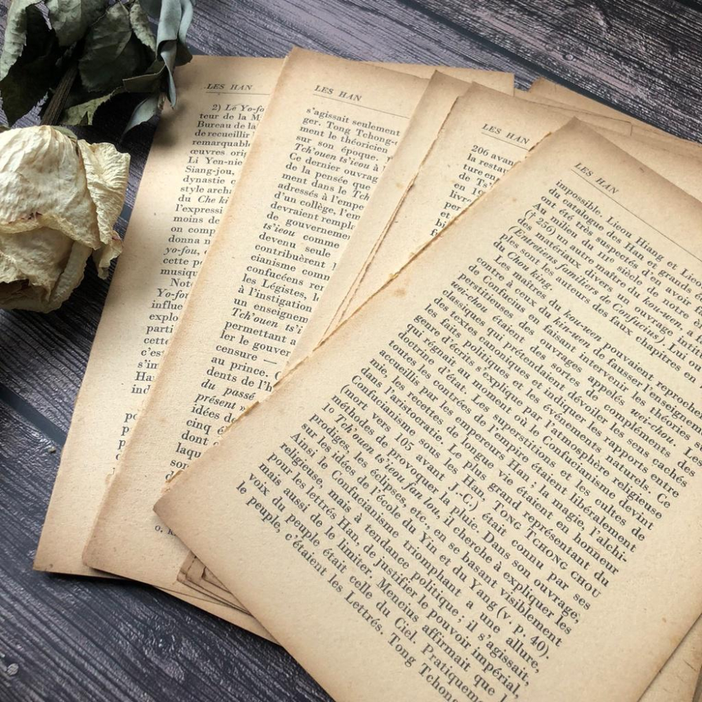 [好築藝] 老書紙 法文 手帳拼貼 復古素材 每單送隨機日曆紙-細節圖5
