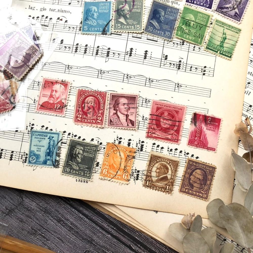 [好築藝] 美國 郵票 素材包 一組10張｜手帳拼貼 復古素材-細節圖3