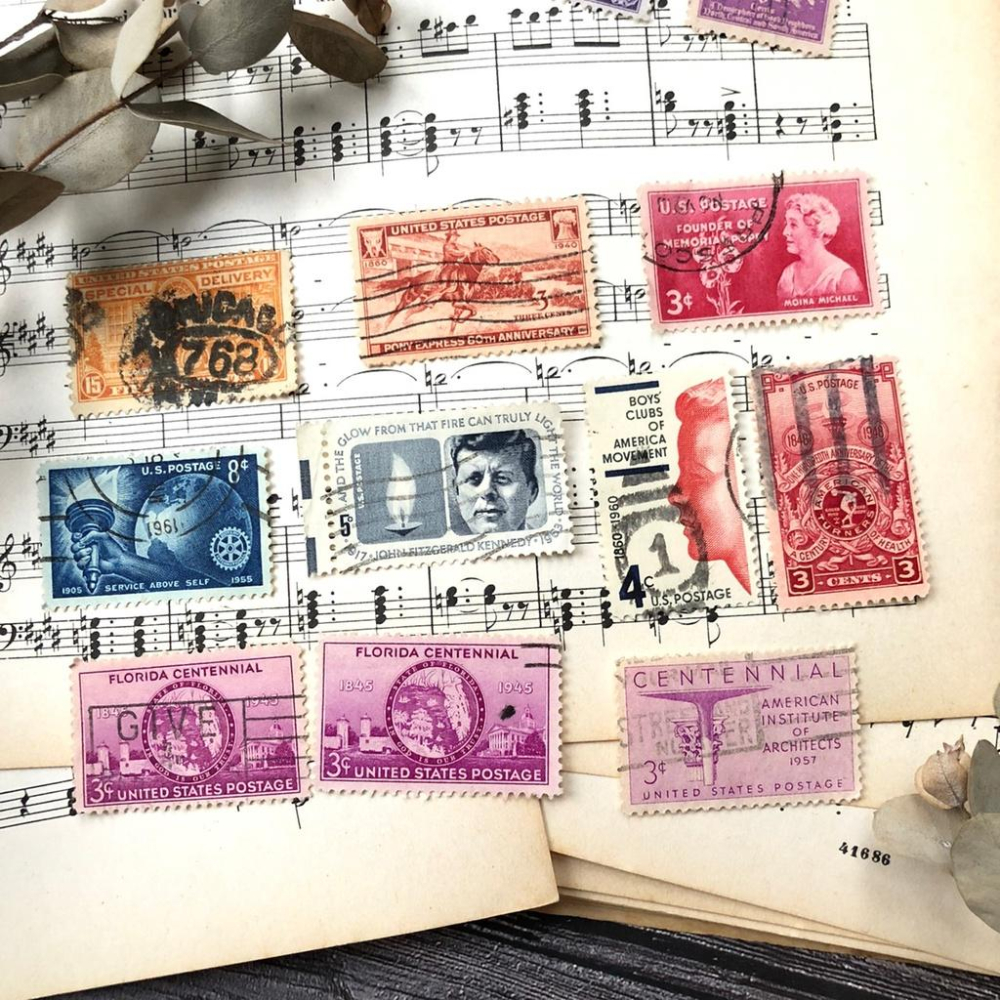 [好築藝] 美國 郵票 素材包 一組10張｜手帳拼貼 復古素材-細節圖7