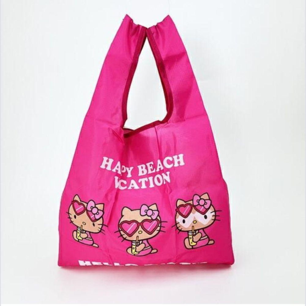 「現貨」日本正版 三麗鷗 直式肩背袋 A4手提袋 帆布托特包 夏威夷 黑皮Kitty 曬黑 史迪奇 托特包 購物袋-細節圖9