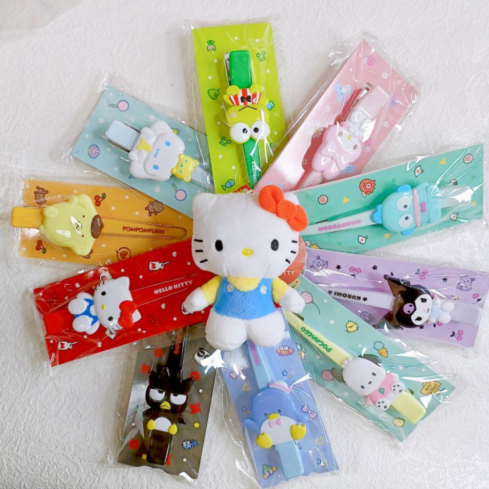 「現貨」日本正版 三麗鷗 瀏海夾 長夾 前髮夾 化妝夾 魚嘴夾 側邊夾 髮夾 庫洛米 怕洽狗 美樂蒂［AN.shop］-細節圖3