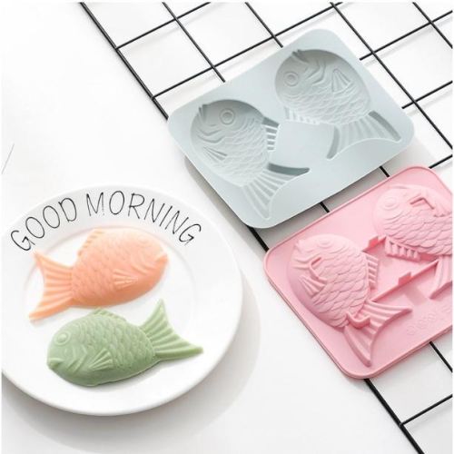 矽膠-2連日式鯛魚燒手工皂模 布丁模 果凍模 巧克力模 黏土手工藝材料