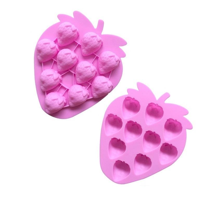 矽膠-10連草莓矽膠膜 手工皂模 冰塊模 礦香石模-細節圖3