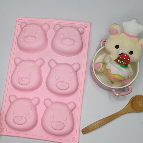 矽膠- 6連熊熊 手工皂模 布丁模 果凍模 巧克力模 黏土手工藝材料